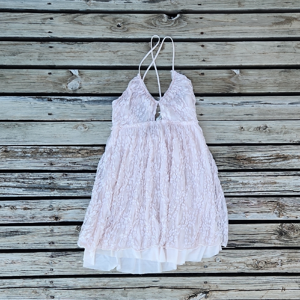 Free People Medium Lace Dress Nicolette Cutout Backless Revolve Whimsy Romantic - Picture 2 of 8